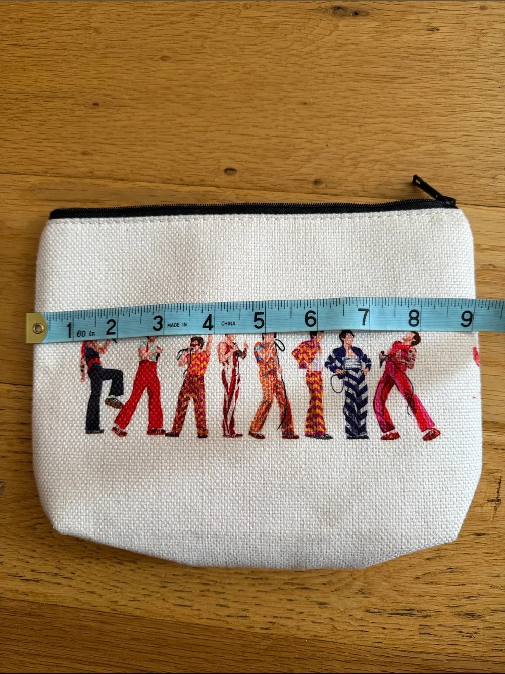 NEW - Canvas Zip Pouch - Harry Style Make Up pouch White with Multicolor Print